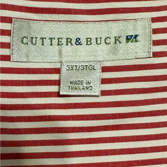 ⭐️ Cutter & Buck 3XT short sleeved button down red and white pinstripe shirt EUC - Picture 2 of 8